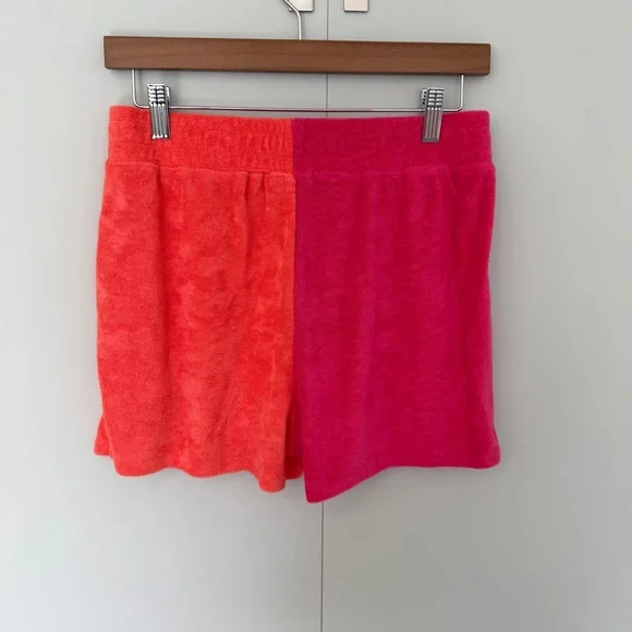 MARINE LAYER Women’s Terry Out Jacquard Resort Shirt in Hot Coral Colorblock - Picture 9 of 14